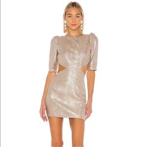 Camila coelho bailey mini dress in metallic nude